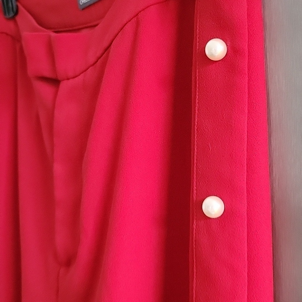 Chelsea & Theodore Red Pearl Embellished Wide Leg Pants Size Medium - Picture 8 of 12